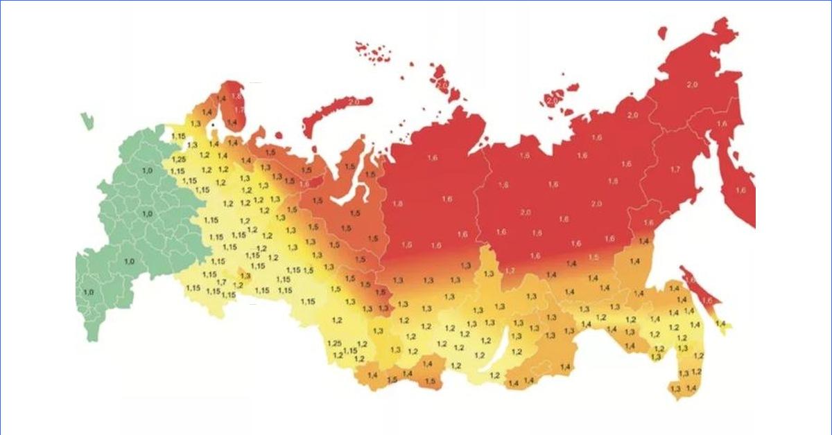 Карта районных коэффициентов