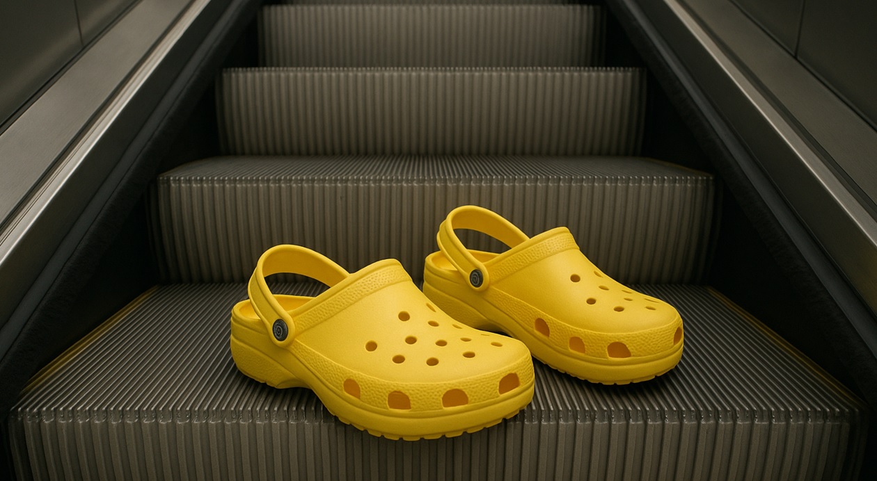 Обутого в сабо Crocs мальчонку чуть не затянуло в эскалатор