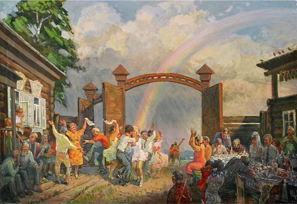 Картина К. Е. Шулунова «Деревенская свадьба»